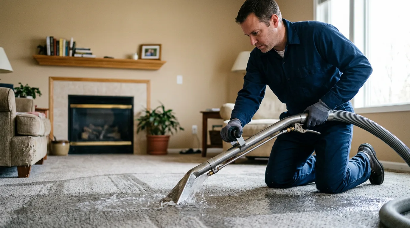 Water damage restoration technician working near Wakefield, RI